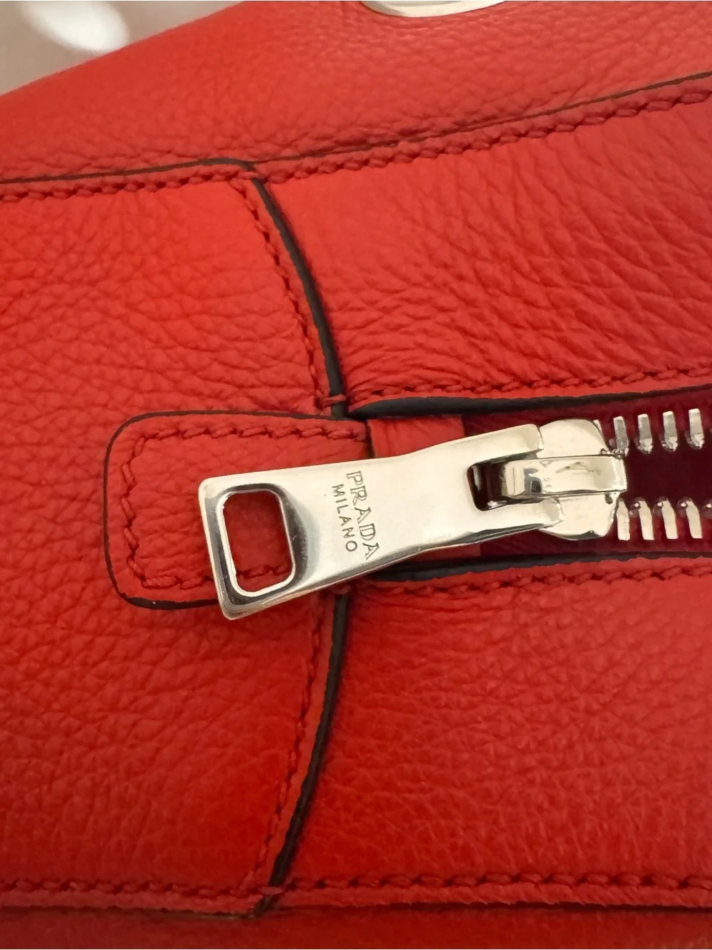 Prada Red Leather Grommet Chain Satchel